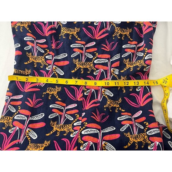 ModCloth Bold Notion Cat Jumpsuit Size Small Linen Blend Colorful - Picture 14 of 16